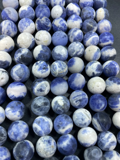 AAA Natural Sodalite Gemstone Bead 4mm 6mm 8mm 10mm 12mm Round Bead, Beautiful Matte Finish Blue White Color Sodalite Gemstone Beads