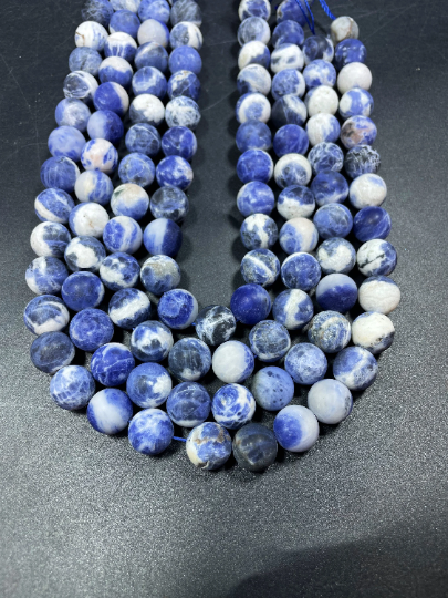 AAA Natural Sodalite Gemstone Bead 4mm 6mm 8mm 10mm 12mm Round Bead, Beautiful Matte Finish Blue White Color Sodalite Gemstone Beads