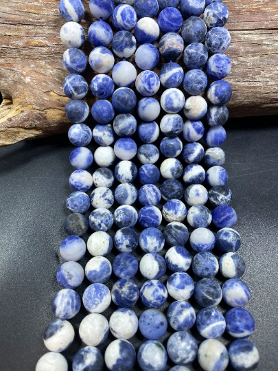 AAA Natural Sodalite Gemstone Bead 4mm 6mm 8mm 10mm 12mm Round Bead, Beautiful Matte Finish Blue White Color Sodalite Gemstone Beads