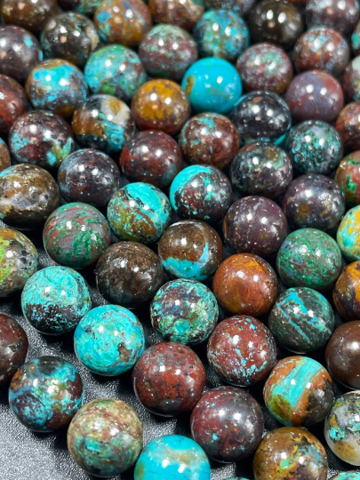 AAA Natural Azurite Chrysocolla Gemstone Bead 6mm 8mm 9mm 10mm Round Beads, Gorgeous Brown Turquoise Blue Color Azurite Chrysocolla Gemstone Beads