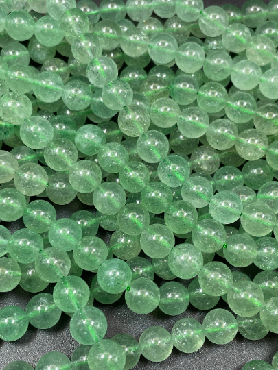 AAA Natural Green Strawberry Quartz Gemstone Bead 6mm 8mm 10mm Round Beads, Gorgeous Green Color Strawberry Quartz Gemstone Bead