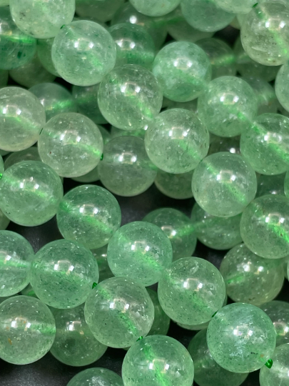 AAA Natural Green Strawberry Quartz Gemstone Bead 6mm 8mm 10mm Round Beads, Gorgeous Green Color Strawberry Quartz Gemstone Bead