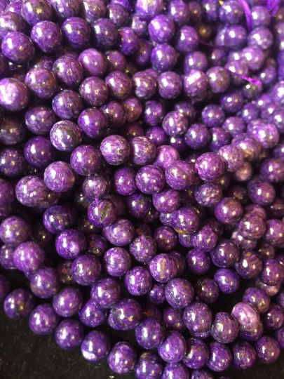 Natural Charoite Gemstone Bead 6mm 8mm 10mm 12mm Round Beads, Gorgeous Purple Color Charoite Gemstone Bead Full Strand 15.5"