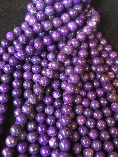 Natural Charoite Gemstone Bead 6mm 8mm 10mm 12mm Round Beads, Gorgeous Purple Color Charoite Gemstone Bead Full Strand 15.5"