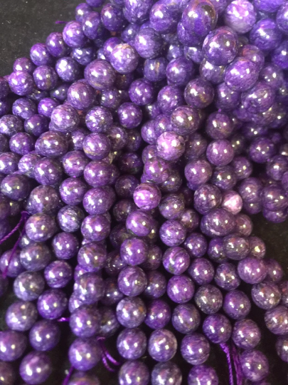 Natural Charoite Gemstone Bead 6mm 8mm 10mm 12mm Round Beads, Gorgeous Purple Color Charoite Gemstone Bead Full Strand 15.5"