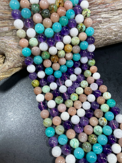 AAA Mixed Gemstone Beads 6mm 8mm 10mm 12mm Round Beads, Gorgeous Multicolor Mixed Gemstone Beads