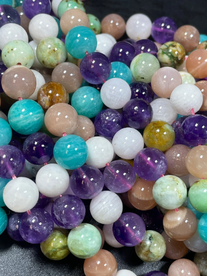 AAA Mixed Gemstone Beads 6mm 8mm 10mm 12mm Round Beads, Gorgeous Multicolor Mixed Gemstone Beads