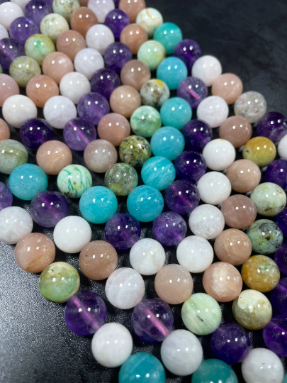 AAA Mixed Gemstone Beads 6mm 8mm 10mm 12mm Round Beads, Gorgeous Multicolor Mixed Gemstone Beads