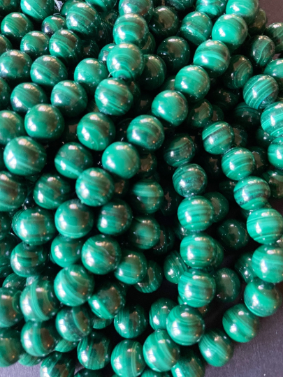 AAA Natural Malachite Gemstone Bead 4mm 6mm 8mm 10mm 12mm Round Beads, Gorgeous Green Color Malachite Gemstone Beads