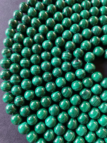AAA Natural Malachite Gemstone Bead 4mm 6mm 8mm 10mm 12mm Round Beads, Gorgeous Green Color Malachite Gemstone Beads