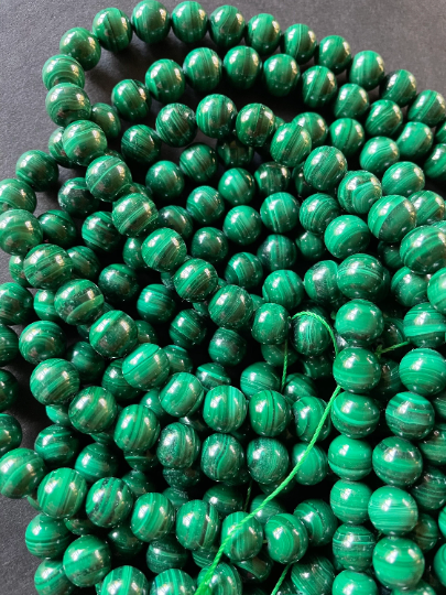 AAA Natural Malachite Gemstone Bead 4mm 6mm 8mm 10mm 12mm Round Beads, Gorgeous Green Color Malachite Gemstone Beads