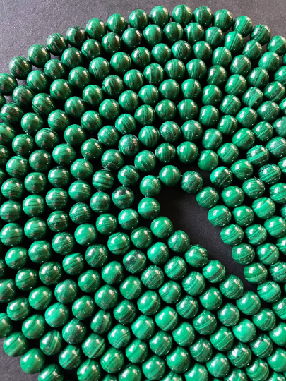 AAA Natural Malachite Gemstone Bead 4mm 6mm 8mm 10mm 12mm Round Beads, Gorgeous Green Color Malachite Gemstone Beads