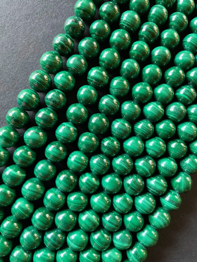 AAA Natural Malachite Gemstone Bead 4mm 6mm 8mm 10mm 12mm Round Beads, Gorgeous Green Color Malachite Gemstone Beads