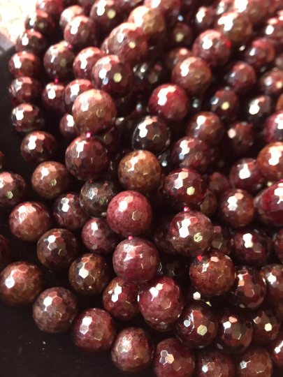 AAA Natural Red Garnet Gemstone Bead Faceted 4mm 6mm 8mm 10mm 12mm Round Bead, Gorgeous Dark Red Color Garnet Gemstone Beads