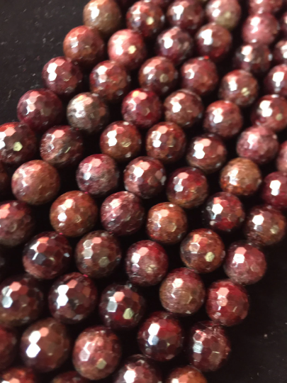 AAA Natural Red Garnet Gemstone Bead Faceted 4mm 6mm 8mm 10mm 12mm Round Bead, Gorgeous Dark Red Color Garnet Gemstone Beads