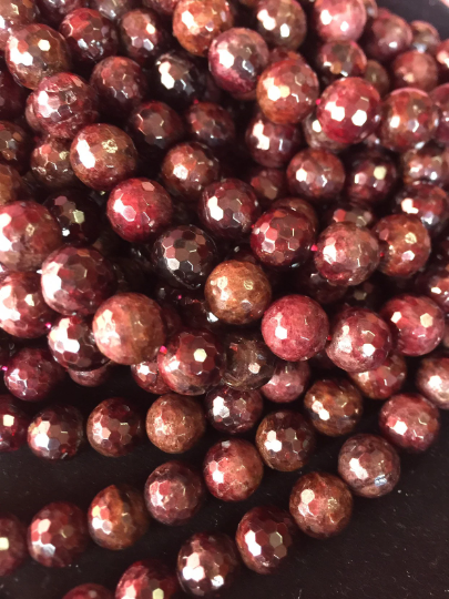 AAA Natural Red Garnet Gemstone Bead Faceted 4mm 6mm 8mm 10mm 12mm Round Bead, Gorgeous Dark Red Color Garnet Gemstone Beads