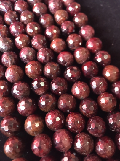 AAA Natural Red Garnet Gemstone Bead Faceted 4mm 6mm 8mm 10mm 12mm Round Bead, Gorgeous Dark Red Color Garnet Gemstone Beads