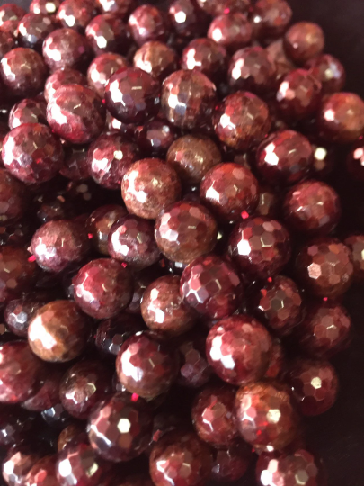 AAA Natural Red Garnet Gemstone Bead Faceted 4mm 6mm 8mm 10mm 12mm Round Bead, Gorgeous Dark Red Color Garnet Gemstone Beads