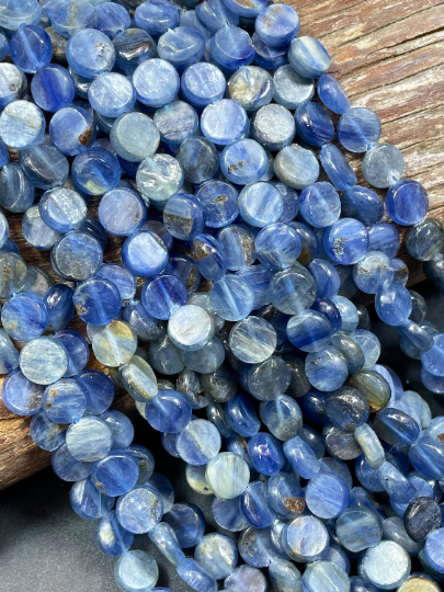 Natura Kyanite Gemstone Bead 8mm Coin Shape Bead, Beautiful Natural Blue Color Kyanite Gemstone Bead