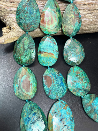 Natural Ocean Jasper Gemstone Bead Faceted 40x54mm Teardrop Shape, Beautiful Blue Color Ocean Jasper Gemstone Bead