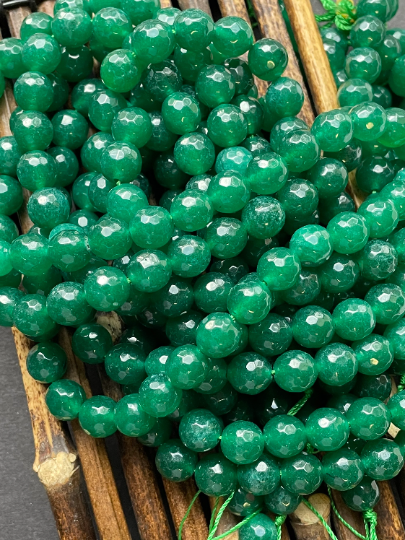 Natural Green Jade Gemstone Bead Faceted 6mm 8mm 10mm Round Beads, Gorgeous Green Color Jade Gemstone Bead