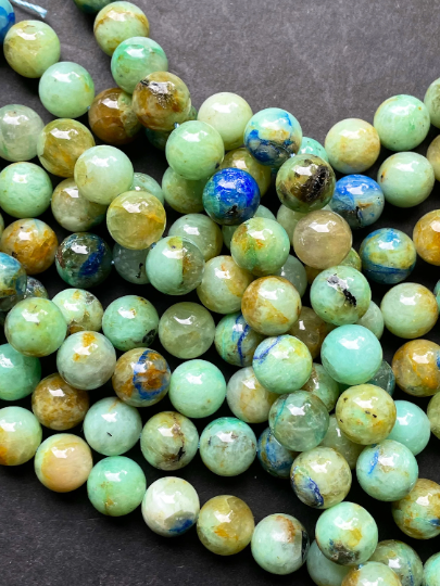 AAA Natural Chrysocolla Gemstone Bead 6mm 8mm 10mm Round Bead, Beautiful Green Blue Color Chrysocolla Gemstone Bead