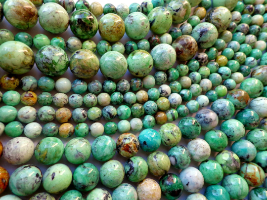 AAA NATURAL African Variscite Gemstone Bead 6mm 8mm 10mm 12mm Round Beads, Gorgeous Green African Variscite Round Beads