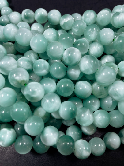 AAA Natural Green Moonstone Gemstone Bead 6mm 8mm 10mm Round Beads, Gorgeous Green Color Moonstone Gemstone Bead