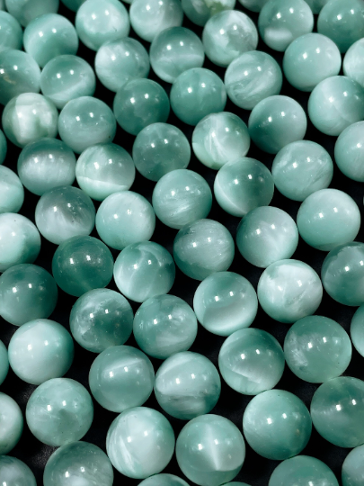 AAA Natural Green Moonstone Gemstone Bead 6mm 8mm 10mm Round Beads, Gorgeous Green Color Moonstone Gemstone Bead