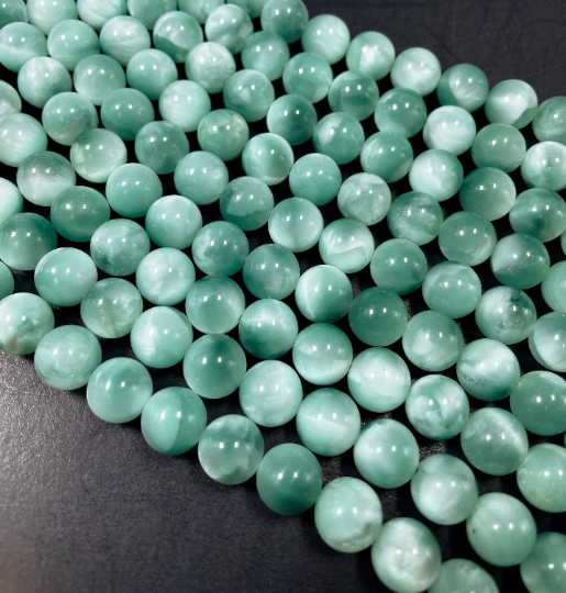 AAA Natural Green Moonstone Gemstone Bead 6mm 8mm 10mm Round Beads, Gorgeous Green Color Moonstone Gemstone Bead