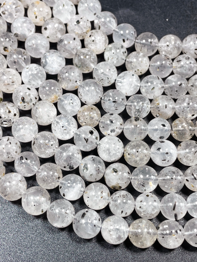 AAA Natural Tourmaline Quartz Gemstone Bead 7mm 8mm 9mm 10mm Round Bead, Beautiful Clear Quartz Black Tourmaline Gemstone Bead