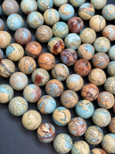 Natural Sea Sediment Jasper Gemstone Bead 6mm 8mm 10mm 12mm Round Beads, Gorgeous Light Blue Beige Color Jasper Gemstone Beads