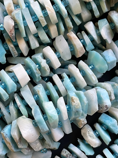 Natural Larimar Gemstone Bead Pinwheel Shape, Gorgeous Natural Blue Color Larimar Gemstone Beads