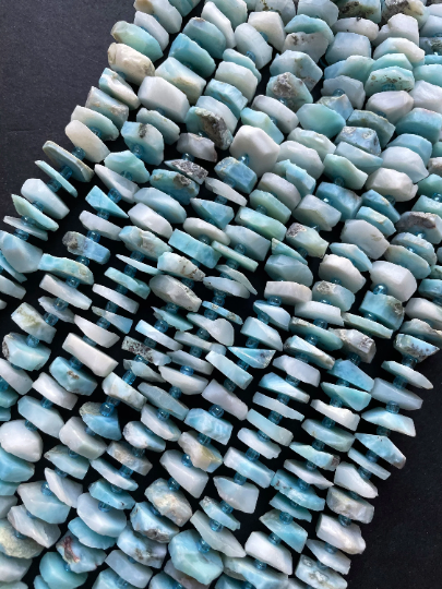 Natural Larimar Gemstone Bead Pinwheel Shape, Gorgeous Natural Blue Color Larimar Gemstone Beads