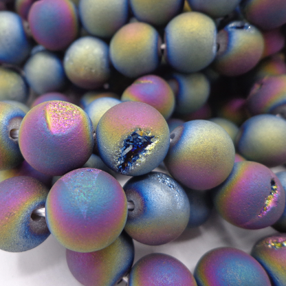 NATURAL Gemstone Druzy Agate Beads, Galaxy Smooth Round, Matte Finish 6mm 8mm 10mm 12mm Druzy Agate Bead