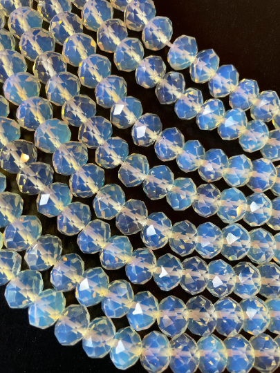 Beautiful Opalite Gemstone Bead Faceted 7x5mm 9x6mm Rondelle Shape, Gorgeous Clear Opalite Gemstone Bead