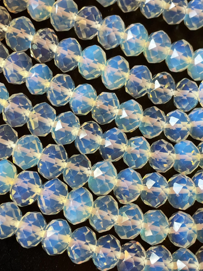 Beautiful Opalite Gemstone Bead Faceted 7x5mm 9x6mm Rondelle Shape, Gorgeous Clear Opalite Gemstone Bead