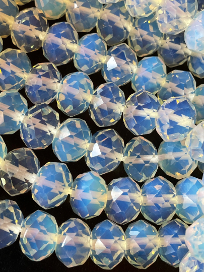 Beautiful Opalite Gemstone Bead Faceted 7x5mm 9x6mm Rondelle Shape, Gorgeous Clear Opalite Gemstone Bead