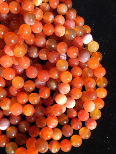 Natural Botswana Gemstone Beads 6mm 8mm 10mm Round Beads, Beautiful Orange Color Botswana Gemstone Beads