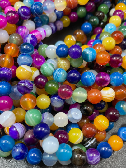 Natural Multicolor Botswana Agate Gemstone Bead 6mm 8mm 10mm 12mm Round Beads, Beautiful Multicolor Botswana Agate Beads 15.5"