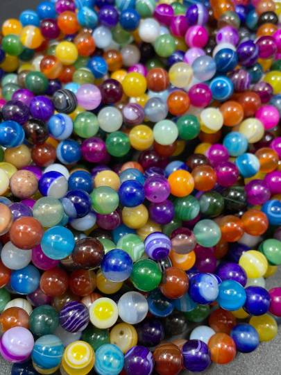 Natural Multicolor Botswana Agate Gemstone Bead 6mm 8mm 10mm 12mm Round Beads, Beautiful Multicolor Botswana Agate Beads 15.5"