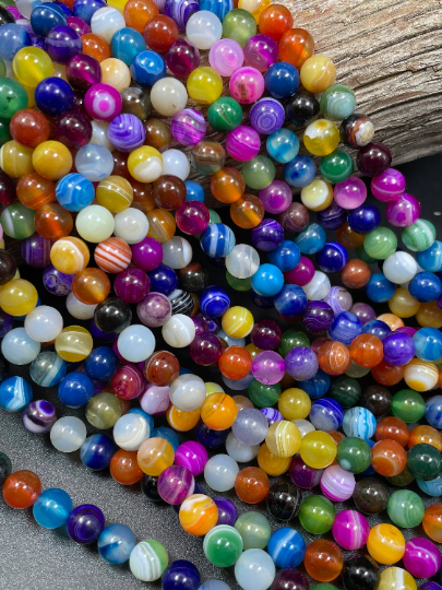 Natural Multicolor Botswana Agate Gemstone Bead 6mm 8mm 10mm 12mm Round Beads, Beautiful Multicolor Botswana Agate Beads 15.5"