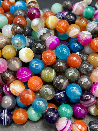 Natural Multicolor Botswana Agate Gemstone Bead Faceted 6mm 8mm 10mm 12mm Round Beads, Beautiful Multicolor Botswana Agate Beads 15.5"