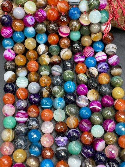 Natural Multicolor Botswana Agate Gemstone Bead Faceted 6mm 8mm 10mm 12mm Round Beads, Beautiful Multicolor Botswana Agate Beads 15.5"