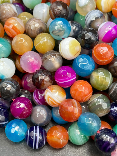 Natural Multicolor Botswana Agate Gemstone Bead Faceted 6mm 8mm 10mm 12mm Round Beads, Beautiful Multicolor Botswana Agate Beads 15.5"