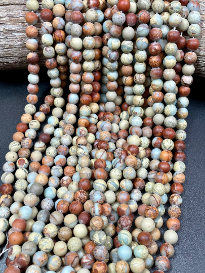 Natural Matte Sea Sediment Jasper Gemstone Bead 6mm 8mm 10mm Round Beads