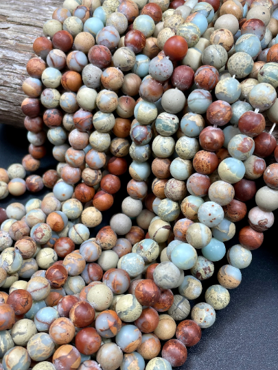 Natural Matte Sea Sediment Jasper Gemstone Bead 6mm 8mm 10mm Round Beads