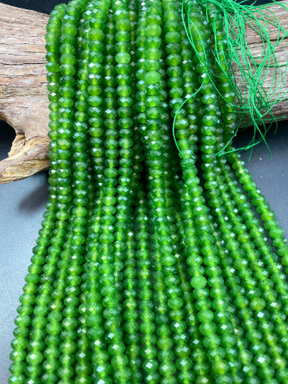 AAA Natural Canadian Jade Gemstone Bead Faceted 8x5mm Rondelle Shape, Beautiful Natural Green Color Canadian Jade Beads 15.5"