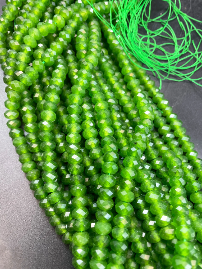 AAA Natural Canadian Jade Gemstone Bead Faceted 8x5mm Rondelle Shape, Beautiful Natural Green Color Canadian Jade Beads 15.5"