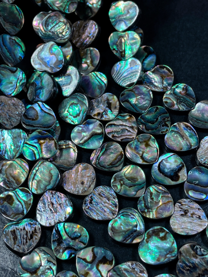 AAA Natural Abalone Shell Bead 15mm Heart Shape Bead, Beautiful Natural Rainbow Color Abalone Bead, Excellent Quality Full Strand 15.5"